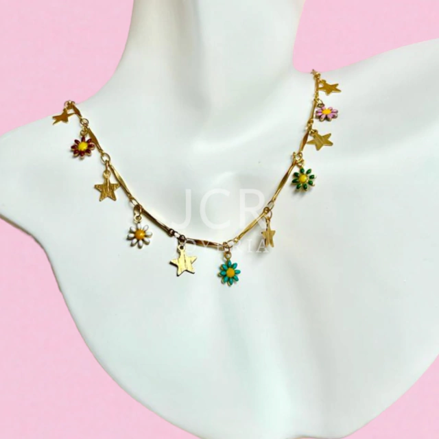 Choker Flores Y Estrellas Comprar En Jcr Joyeria