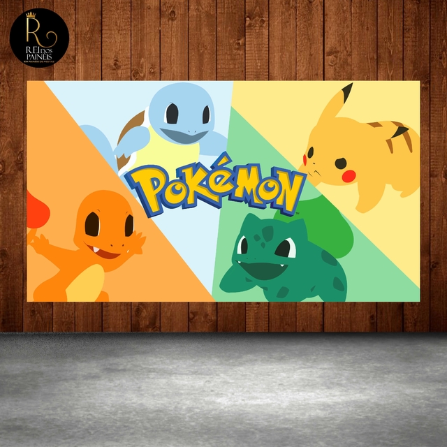 Painel Pokemon Redondo 1,3 a 1,5m em Tecido