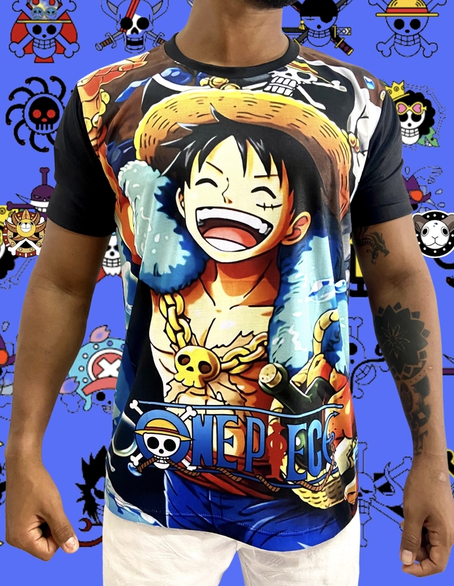 Camiseta Estampa One Piece Luffy Piticas Masculina e Juvenil