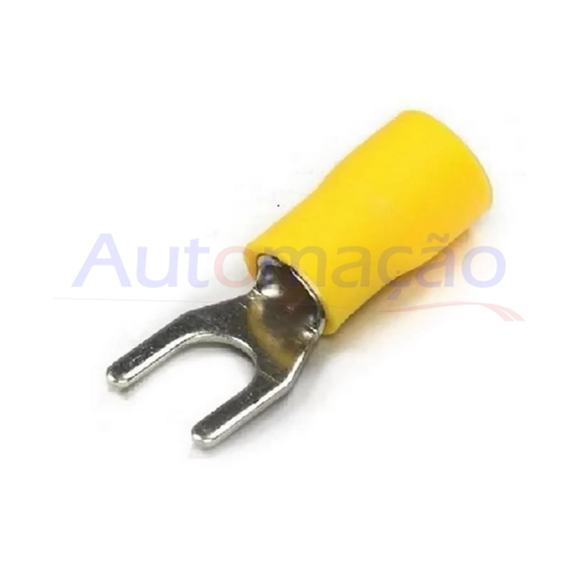 Terminal Pré Isolado Garfo 6mm Amarelo Automação