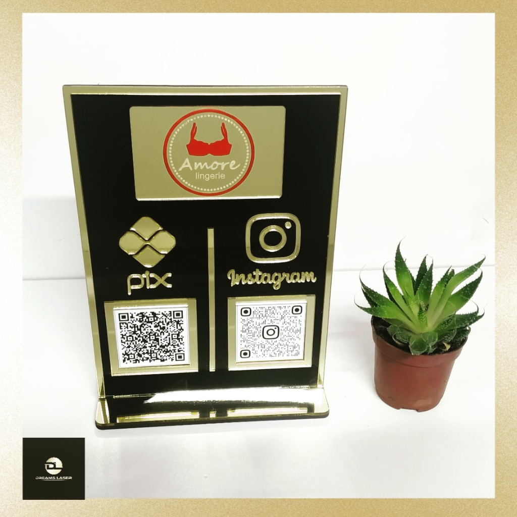 PLACA PIX 2 QR CODES ACRILICO PERSONALIZADA 19 5 X 14 Cm