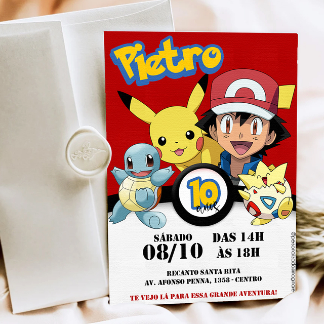 Arte Digital Convite Carta Pokémon Personalizada