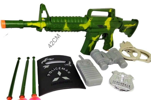 Kit 2 Arminha de Brinquedo do Tipo Nerf Militar com Acessórios em