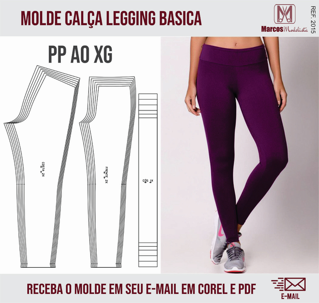 Molde Calça Legging Básica 2015 Marcos Modelista