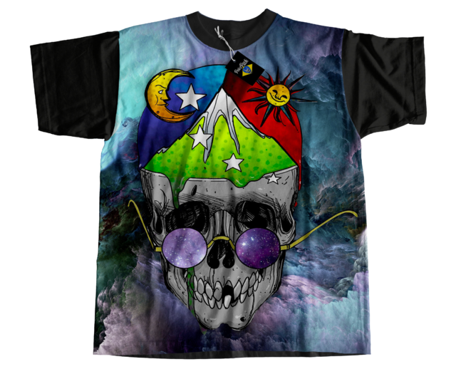 Camiseta Camisa Psicodélica Caveira Bike rave acid lsd viagem