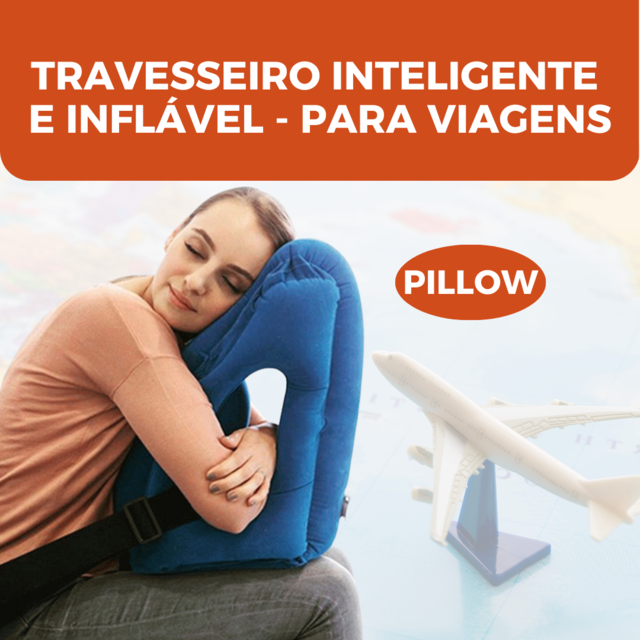 Travesseiro Inteligente e Inflável Pillow Para Viagens