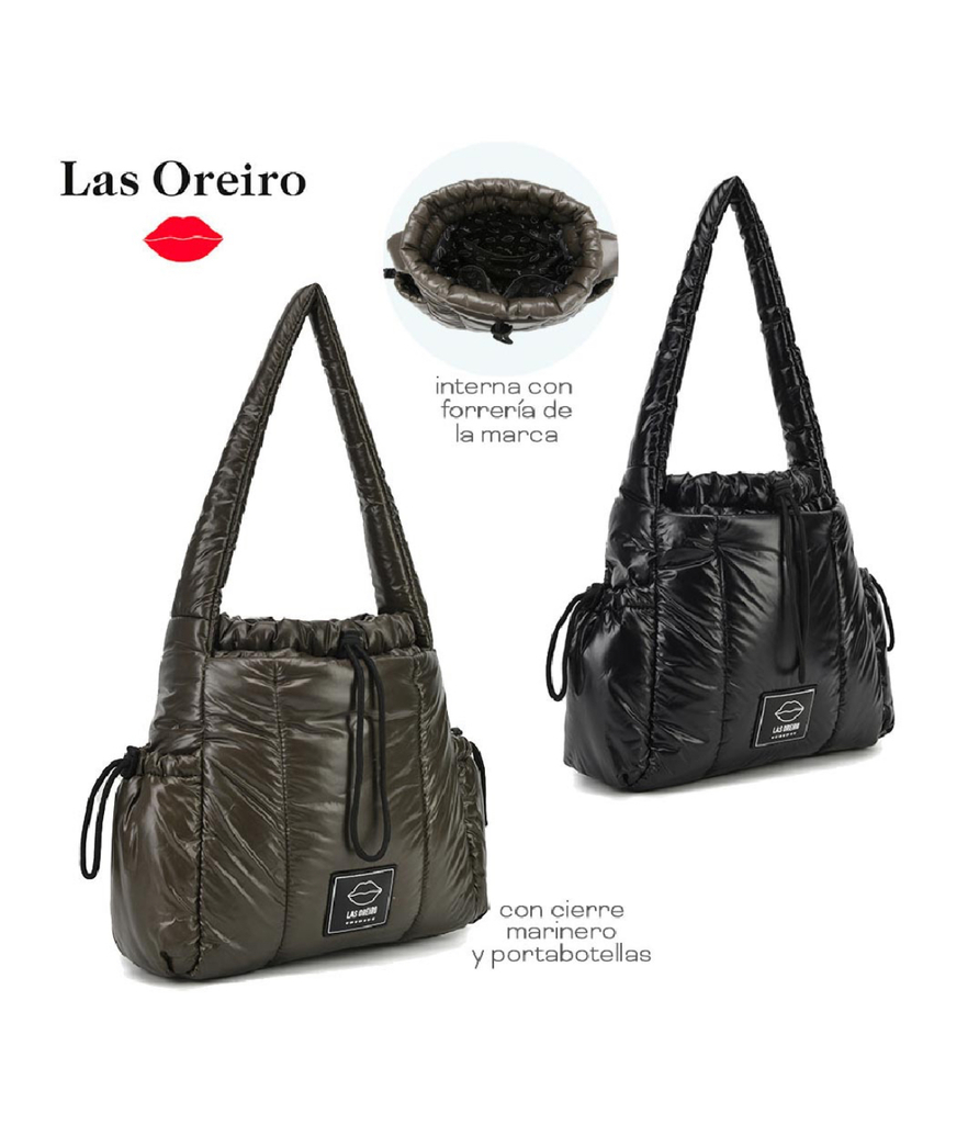 Cartera Las Oreiro Tela Puffer Negra