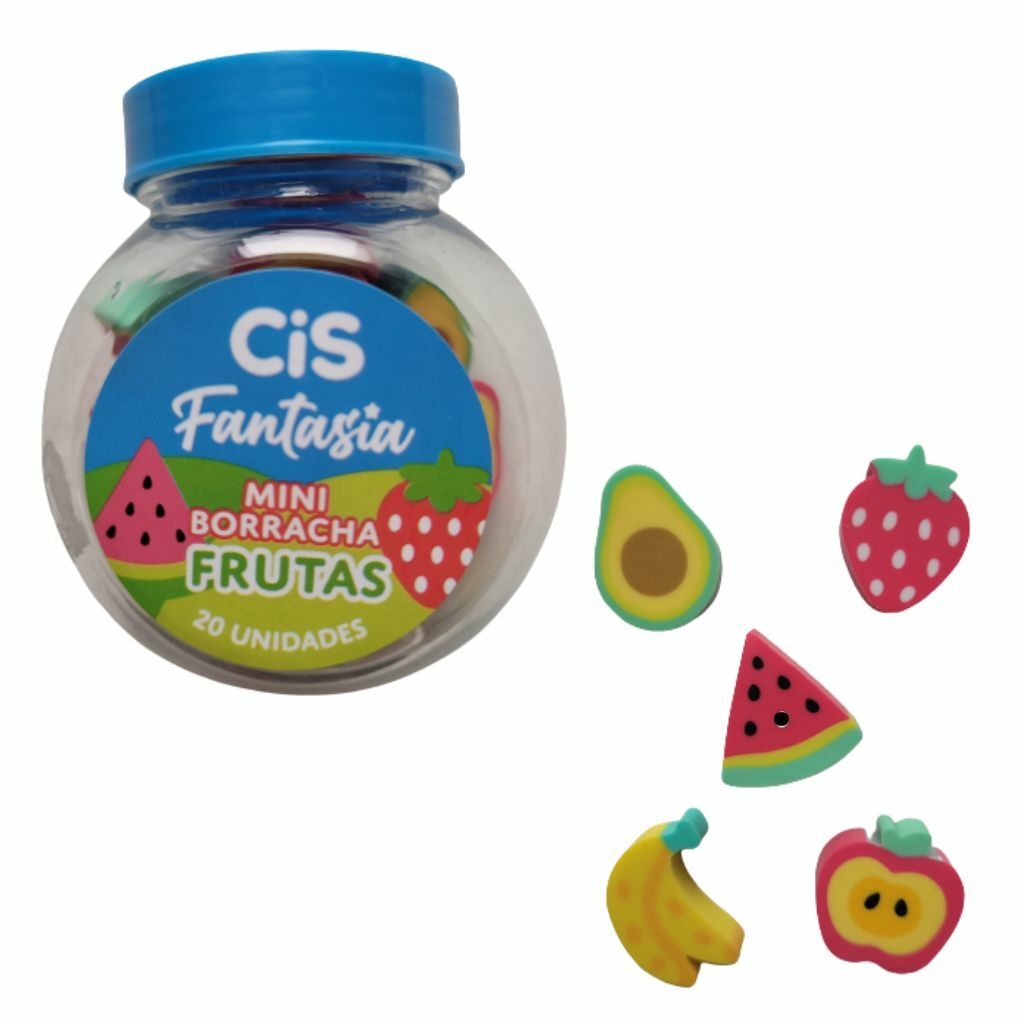 Borracha Mini Frutas Pote Unidades Cis Fantasia