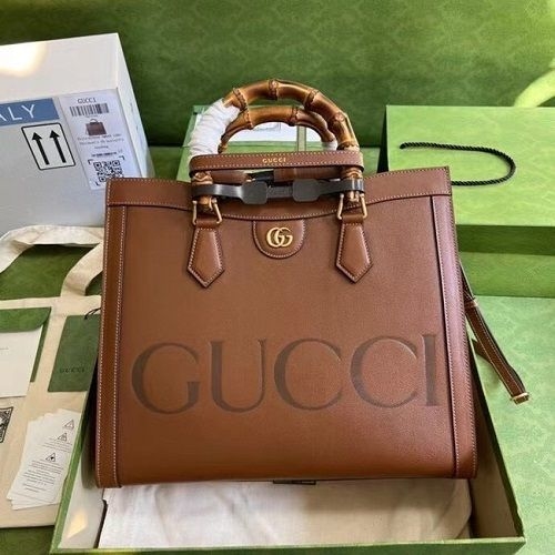 Bolsa Gucci Ophidia GG Tote Média Marrom Ophidia GG Tote