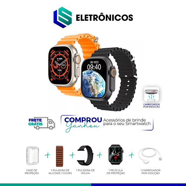 Relógio: Smartwatch Ultra Series 8 + uma pulseira Grátis