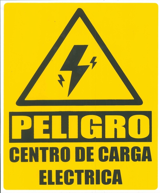 SEÑALAMIENTO PELIGRO CENTRO DE CARGA ELECTRICA 25X30