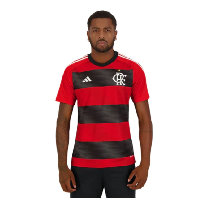 Camisa Flamengo I 23/24 s/n° Torcedor Adidas Masculina - Vermelho+Preto