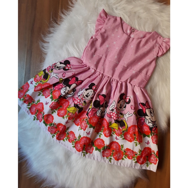 Vestido Infantil Princesa Tematico Minnie Rosa - Roupa Infantil