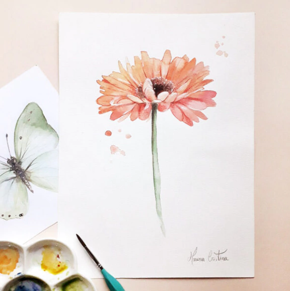 Pintura Em Aquarela – Flor