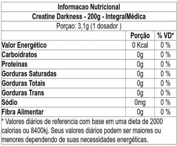 Creatine Creapure Darkness G Integral M Dica