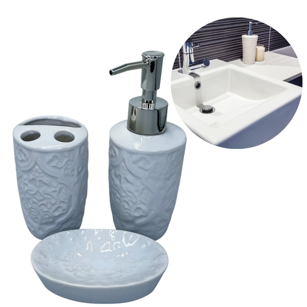 Kit Banheiro Porcelana Pe As Lavabo Porta Sabonetes E Escovas