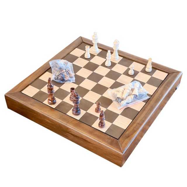 jogo xadrez madeira nogueira e recouro cafÉ 40x40x7cm