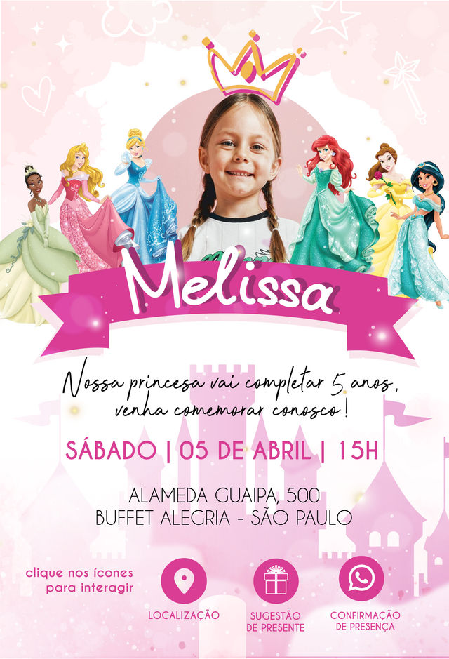 Convite Princesas Disney - Comprar em Andressa Criando