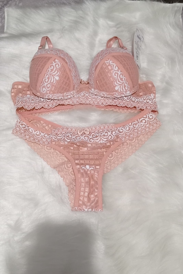 Lingerie Luxo Rendada Bojo Salmão Dasilu