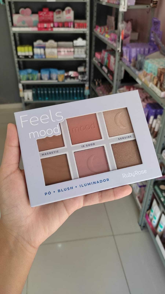 Paleta de Pó Blush e Iluminador Ruby Rose Feels Mood HB7524