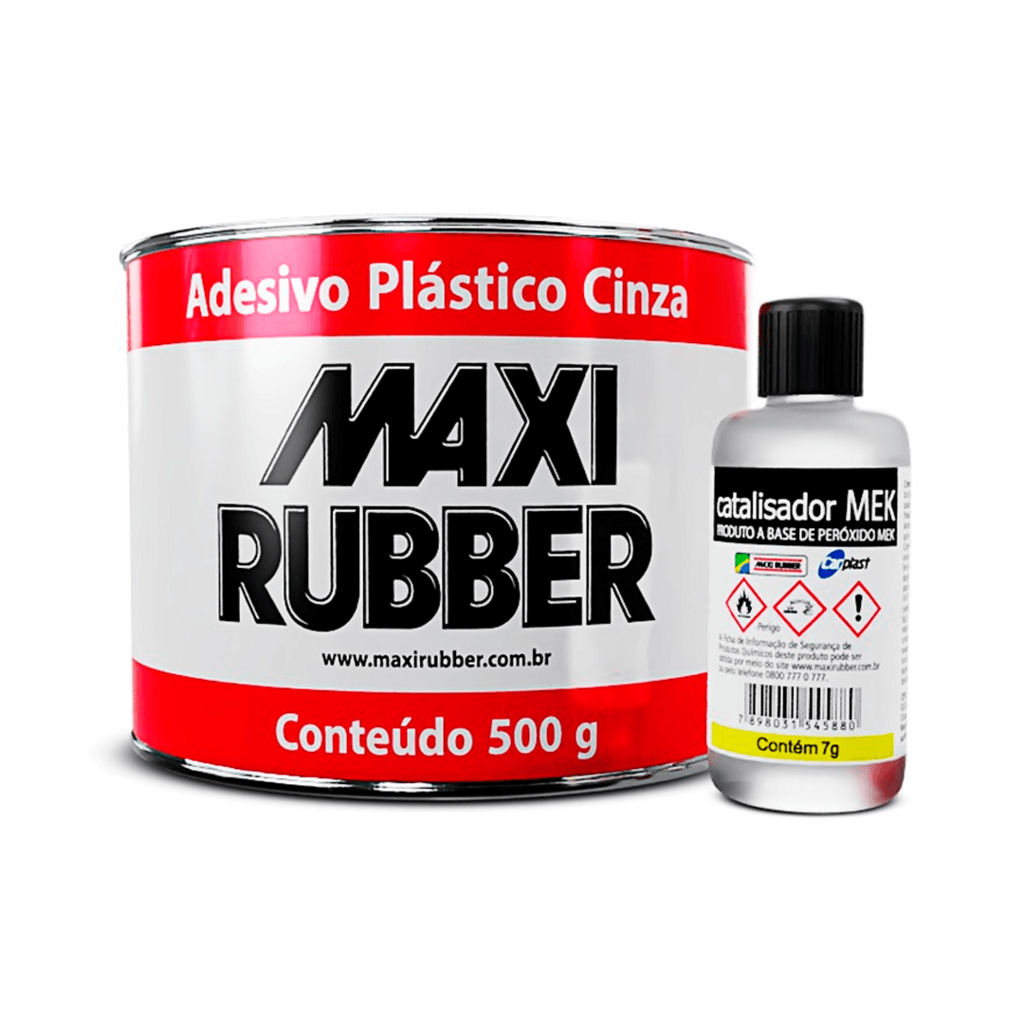 ADESIVO PLÁSTICO CINZA 900ML MASSA RÁPIDA MAXI RUBBER CATALISADO