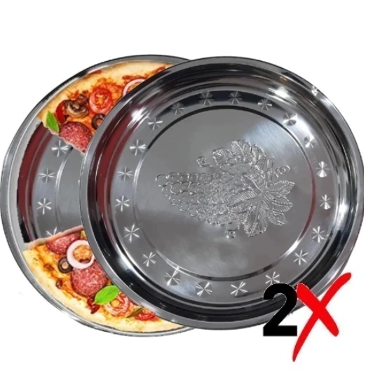 Set 2 Moldes Para Pizza Bandeja Acero 29cm Pizzera Tartera O