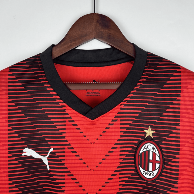 Camisa Ac Milan Home Torcedor Puma Masculina Vermelho E Preto