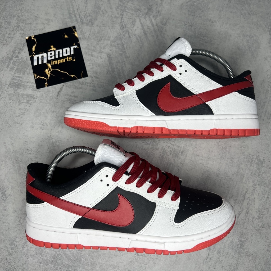 Dunk Low Branco Preto E Vermelho Menor Imports