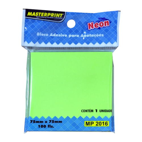 Bloco Adesivo Mp X Mm Neon Verde Folhas Masterprint