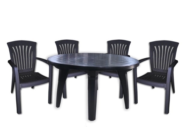 Combo 4 Sillas Kansas Mascardi 1 Mesa Redonda 120Cm Color Negro