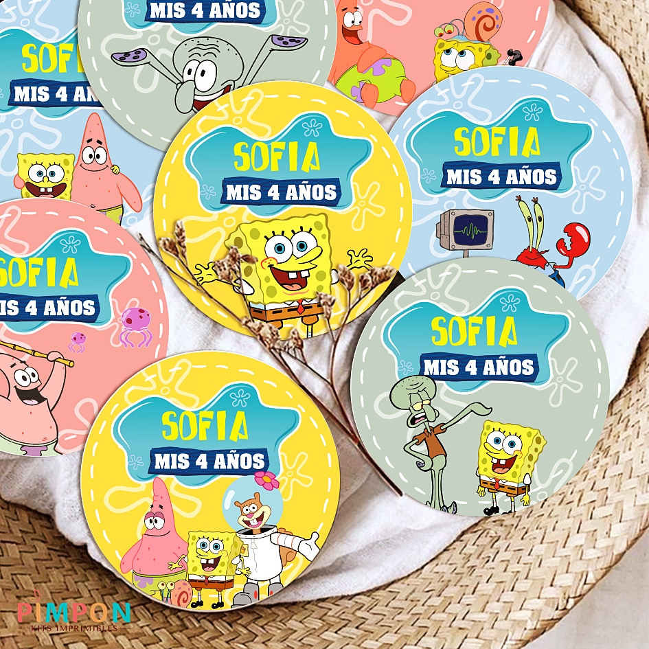 Kit Imprimible Textos Editables Bob Esponja Caras