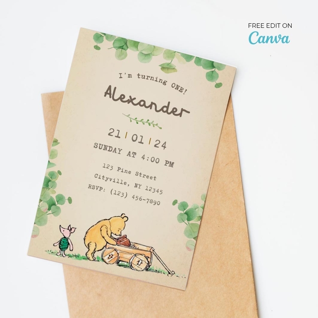 Alice in Wonderland Birthday Party Invitation - Canva Template