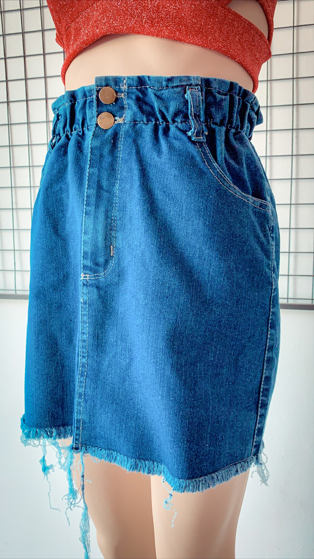 No de moda Simular Corroer Pollera Jeans Mom Elástico Azul Jeans - DORCASTAR