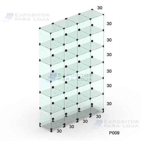 Prateleira De Vidro Modulado 1 5 Metros 15 Nichos