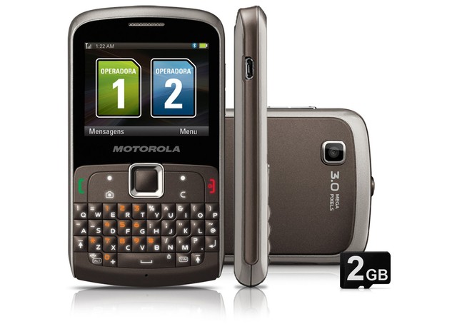 MOTOROLA EX115 MOTOKEY CINZA C/ CÂMERA 3MP, DUAL CHIP, MP3, FM, BLUETOOTH