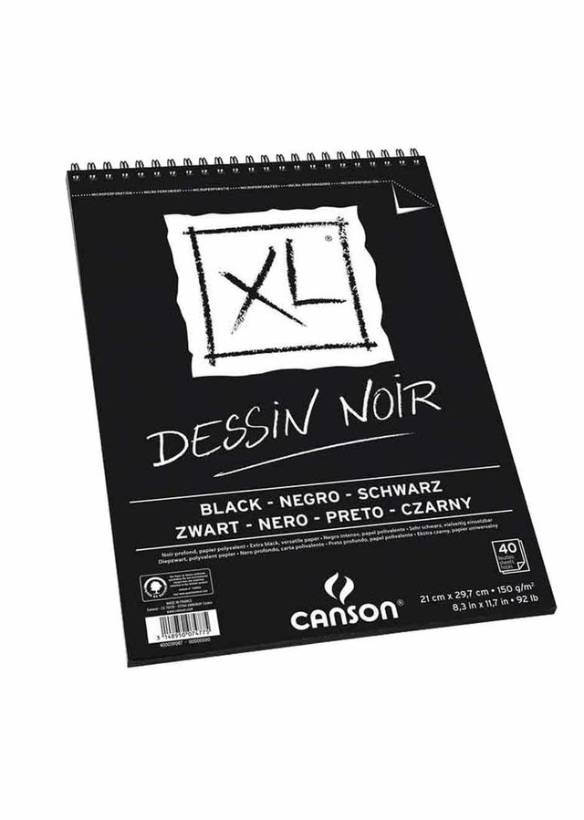 Bloco De Papel Negro Canson Xl 150gm² A4 Dessin Noir 3878