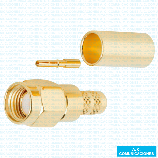 Conector Amphenol Macho Sma Inverso Rg C Crimpar Dorado