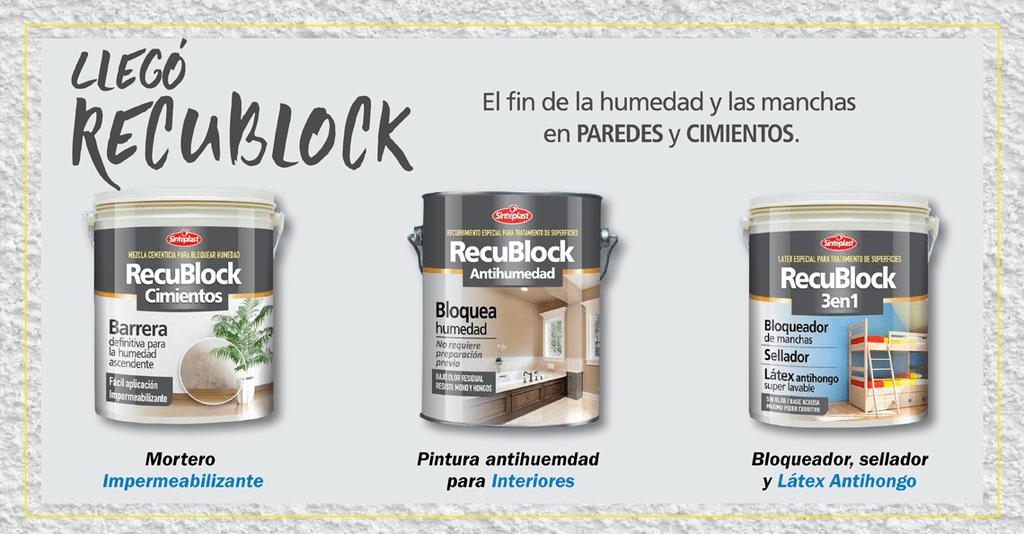 Recublock 3 En 1 Bloqueador Sellador Y Latex Antihongo 1 Lt