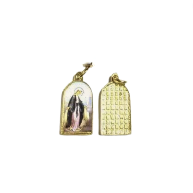 Medalla Virgen Milagrosa De 25 Mm Esmaltada Dorada Capilla