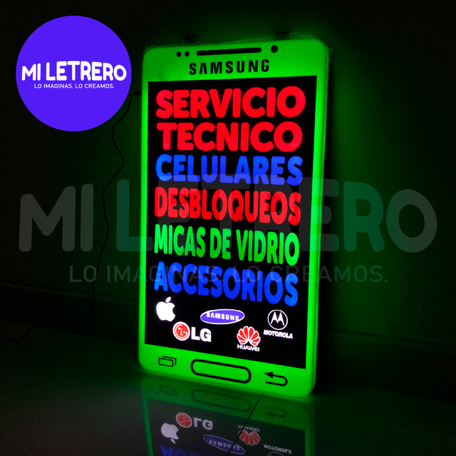 Letrero Luminoso Servicio Técnico Celulares Acrílico led