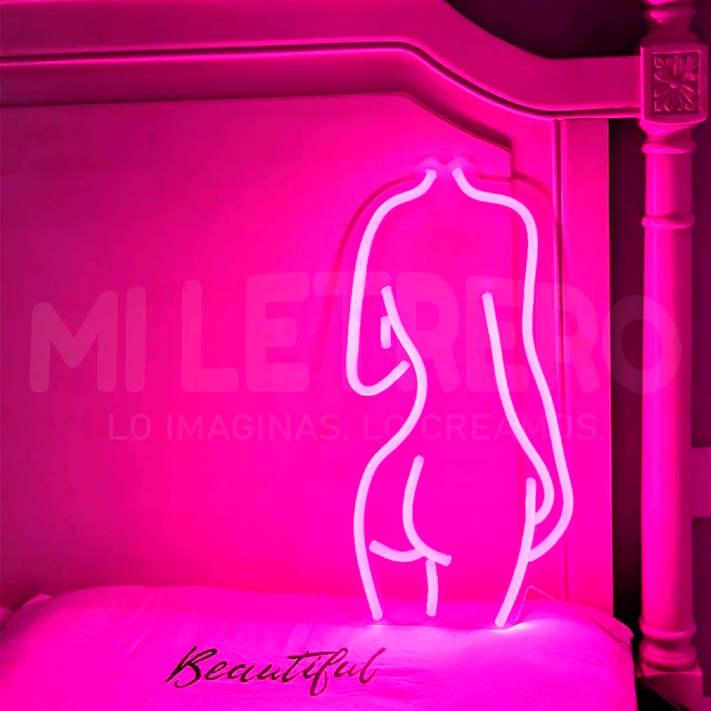 Letrero Luminoso Mujer Sexy Fucsia NEON LED Flexible