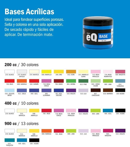 Base Acrilica Eq Arte Cc Colores Disponibles X