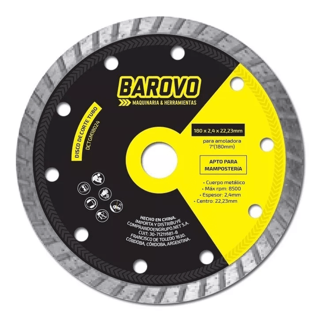 Promover Prisionero camioneta Disco Corte 180mm Turbo Diamantado Granito Marmol Barovo