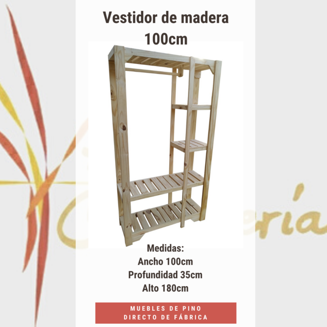 Percheros Vestidor De 100 Cm De Pino Plagables