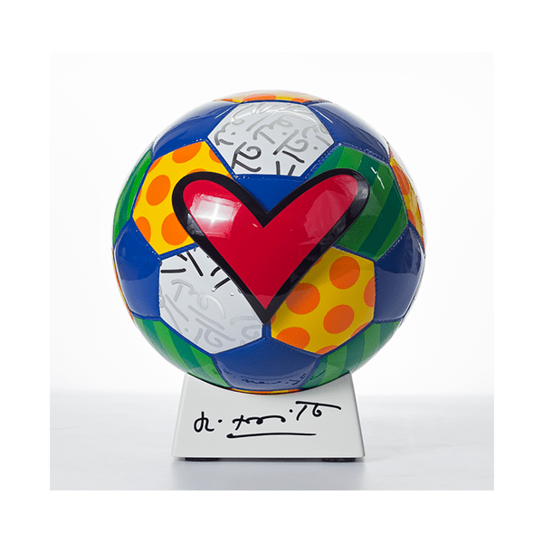 Escultura Romero Britto Assinada Guarani Ball White Base