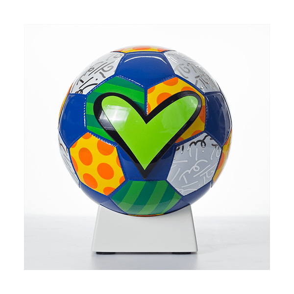 Escultura Romero Britto Assinada Guarani Ball White Base