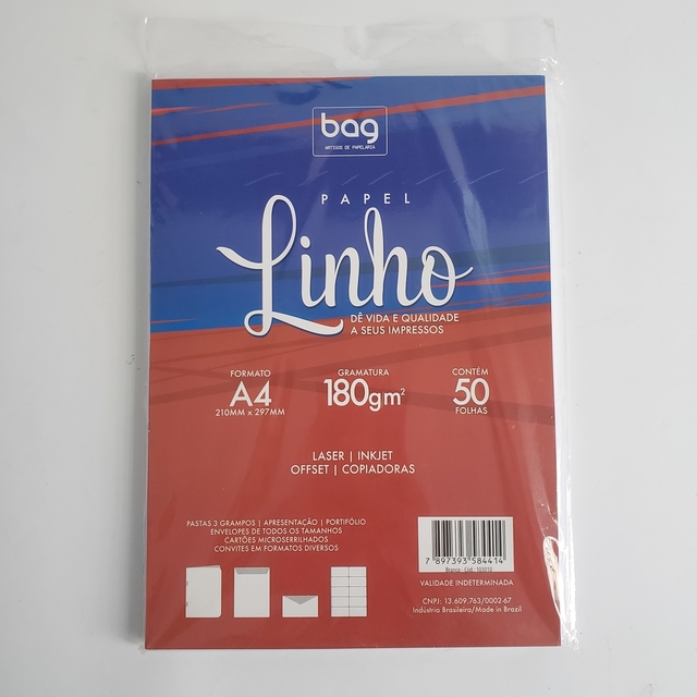 Papel Linho A4 Artegraficas Branco 180g 50fls 5709