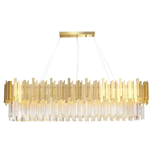 Pendente Retangular Fancy Midas Dourado E Cristal Transparente K Cm