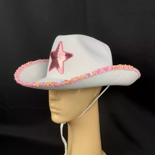 Gorro Cowboy Blanco Con Estrella Rosa Krokantes