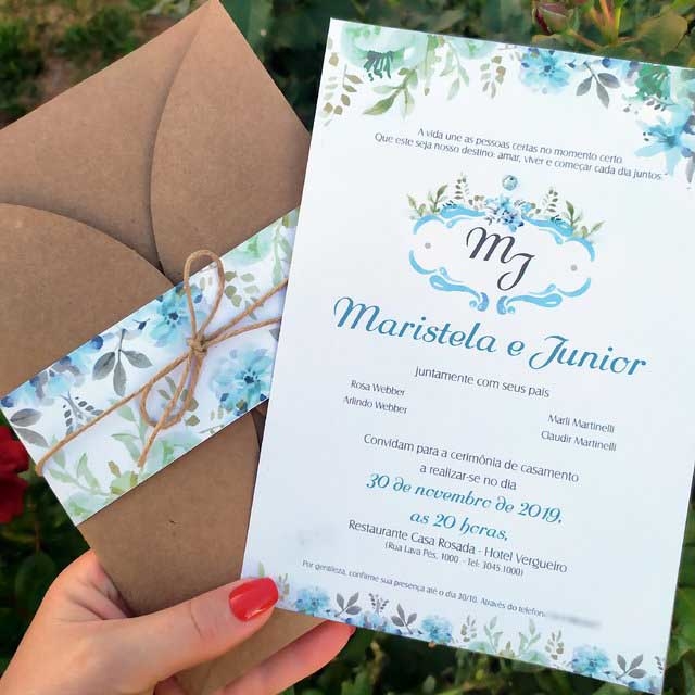 Convite de Casamento Floral Frete Grátis*